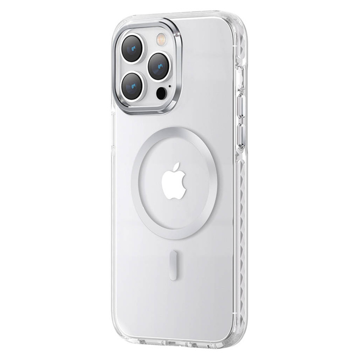 Etui Kingxbar PQY Ice Crystal Series magnetyczne etui iPhone 14 MagSafe srebrne Case