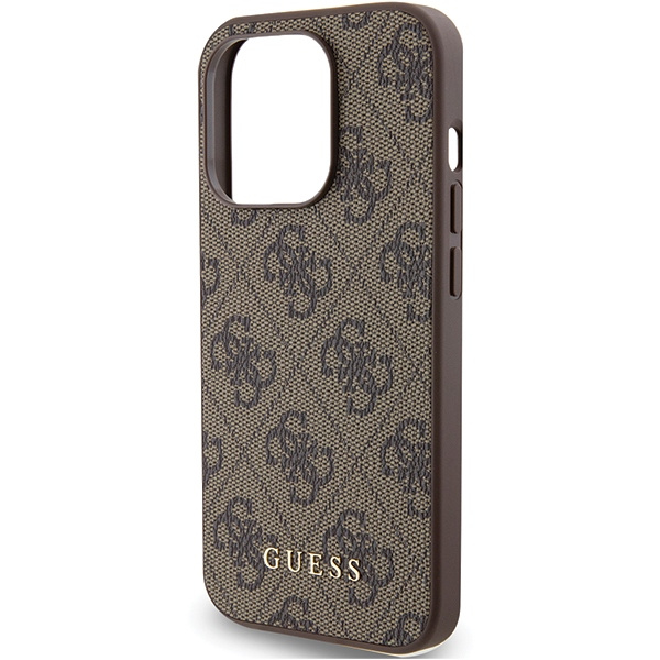 Etui Guess GUHCP15LG4GFBR iPhone 15 Pro 6.1" brązowy/brown hard case 4G Metal Gold Logo Case