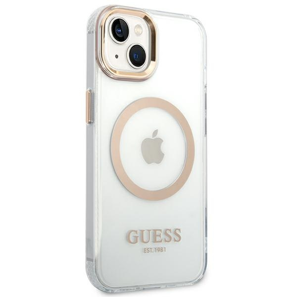 Etui GUESS Apple iPhone 14 Plus Metal Outline Magsafe Złoty Hardcase