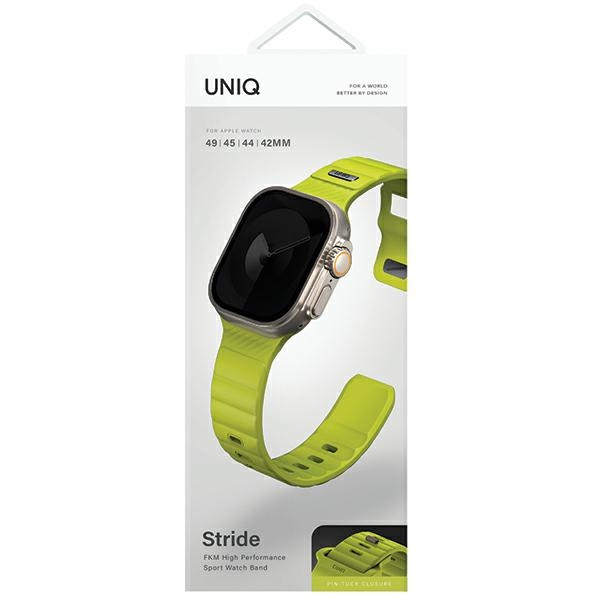 Pasek UNIQ Stride Apple Watch Series1/2/3/4/5/6/7/8/9/SE/SE2/Ultra/Ultra 2 42/44/45/49mm FKM Rubber Strap limonkowy/lime green