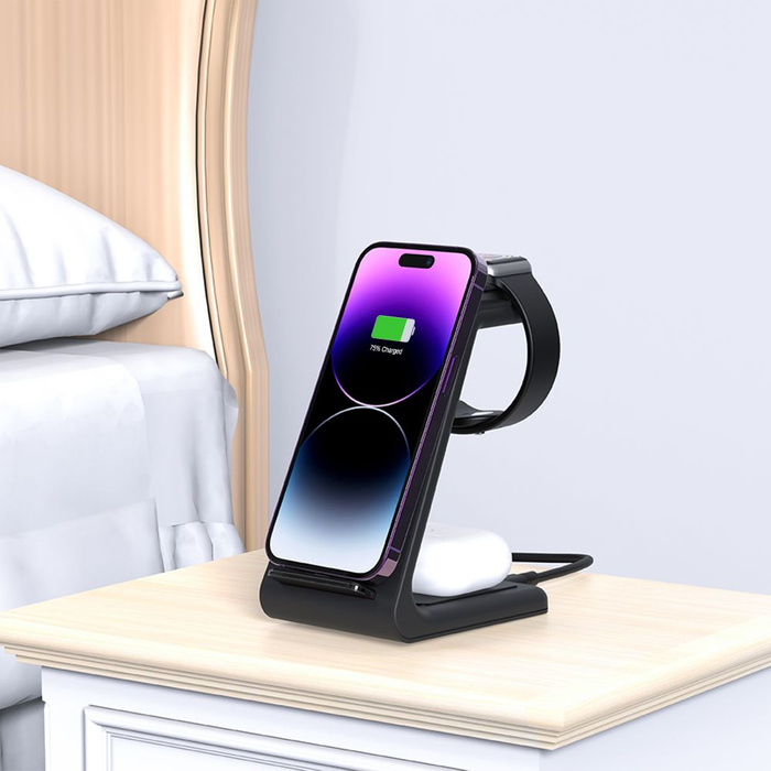 Ładowarka TECH-PROTECT A8 3IN1 WIRELESS CHARGER BLACK