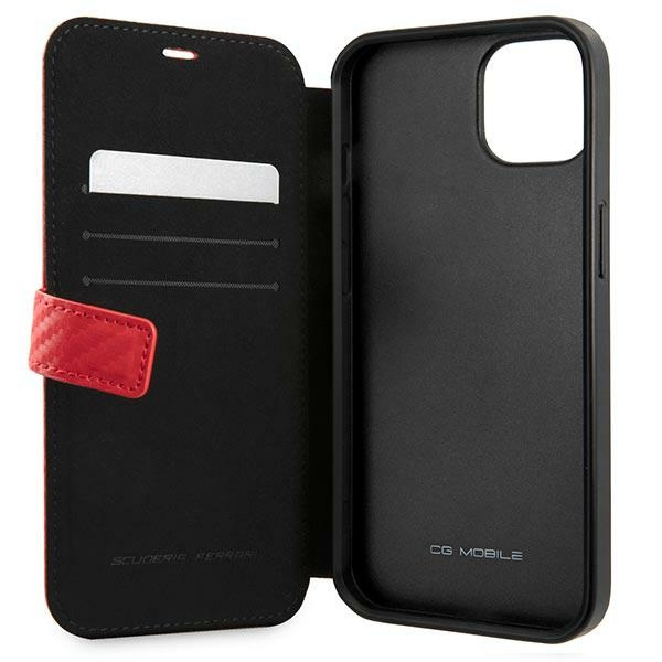 Etui FERRARI Apple iPhone 13 Mini Book On Track Carbon Stripe Czerwony Case