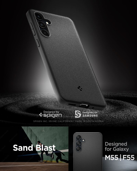 ETUI SPIGEN ESSENTIAL SANDBLAST SAMSUNG GALAXY M55 5G MATTE BLACK
