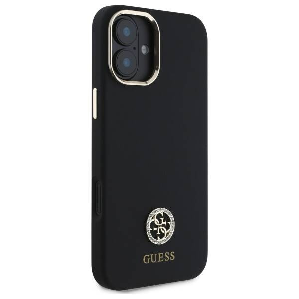 Etui Guess iPhone 16 czarny/black hardcase Silicone Logo Strass 4G