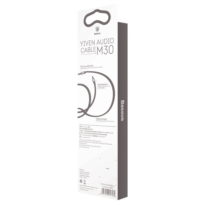 Baseus Yiven M30 kabel audio stereo AUX 3,5 mm męski mini jack 1m srebrno-czarny (CAM30-BS1)