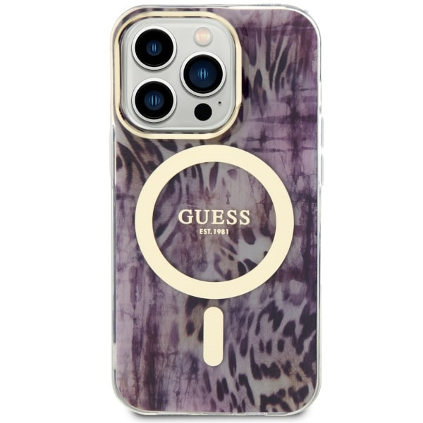 Etui Guess GUHMP14XHLEOPWP iPhone 14 Pro Max 6.7" różowy/pink hardcase Leopard MagSafe Case