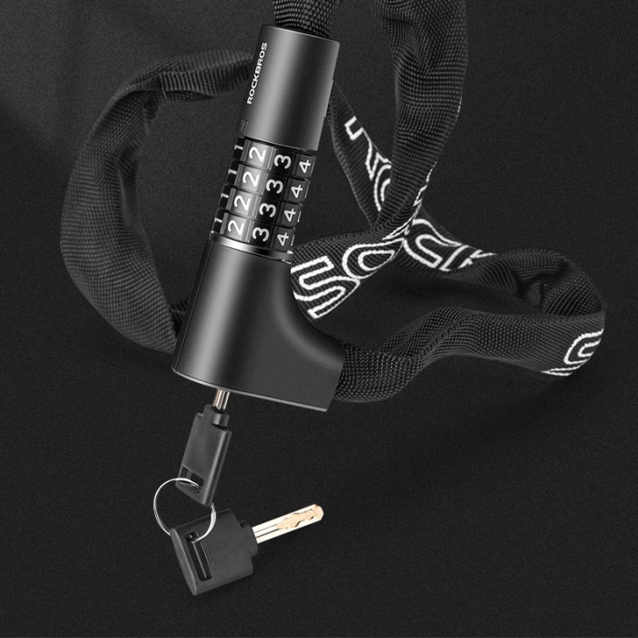 Zapięcie rowerowe Rockbros 3230002001 na szyfr i klucz - czarne