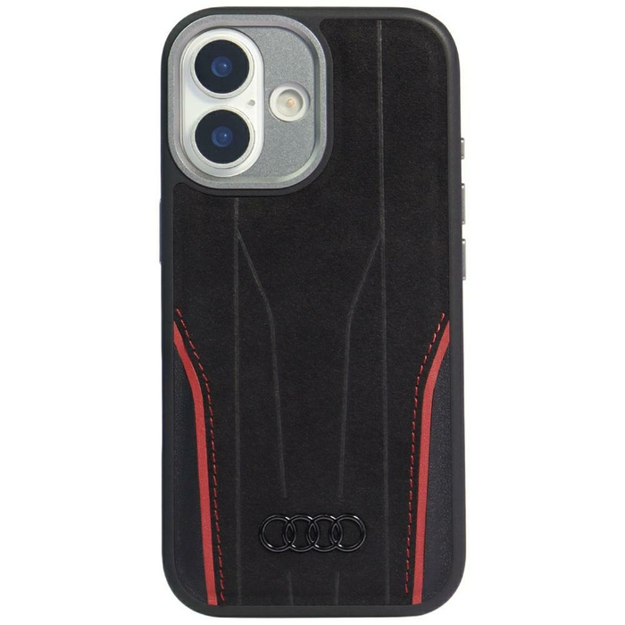 Etui Audi R8 Genuine Leather MagSafe do  iPhone 17 czarno-czerwony