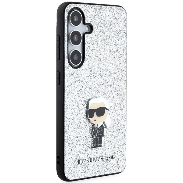 Etui Karl Lagerfeld KLHCS24SGCNPSG S24 S921 srebrny/silver hardcase Fixed Glitter Ikonik Logo Metal Pin Case