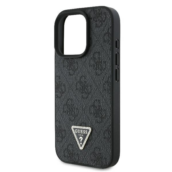 Etui Guess iPhone 16 Pro 6.3" czarny/black hardcase Leather 4G Triangle Strass MagSafe