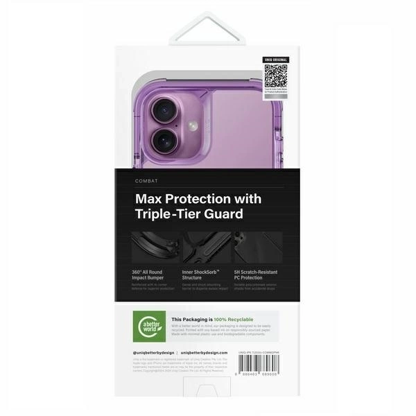 Etui UNIQ Combat iPhone 16 Plus 6.7" Magclick Charging różowy/grape pink