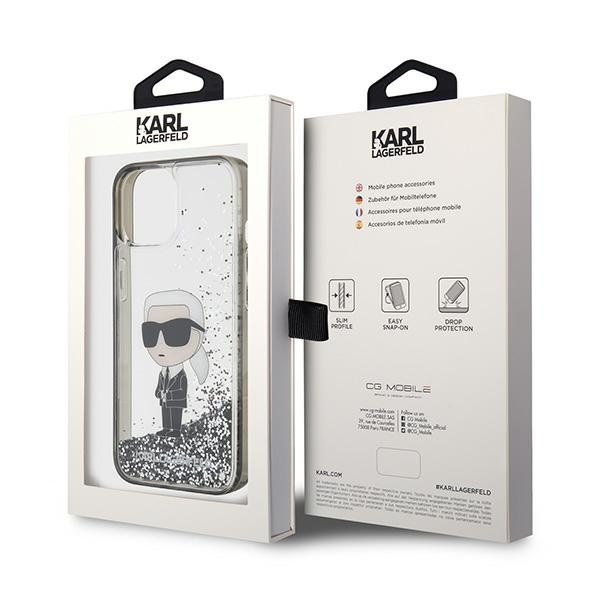 Etui Karl Lagerfeld KLHCP15SLKKNSK iPhone 15 6.1" transparent hardcase Liquid Glitter Ikonik Case