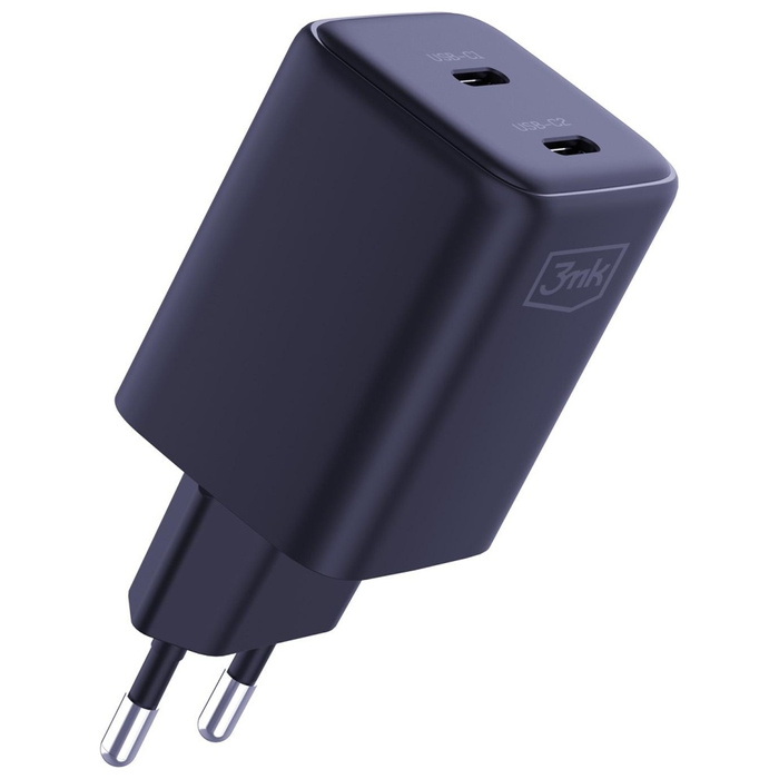 Ładowarka sieciowa 3MK Hyper Charger PD 45W GaN QC4+ PPS 2C Super-Fast Charge 2.0 Czarny