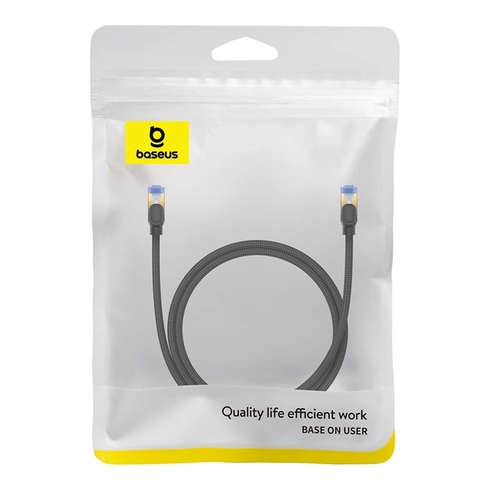 Kabel sieciowy w oplocie kat. 7 Baseus Ethernet RJ45, 10Gbps, 1m (czarny)
