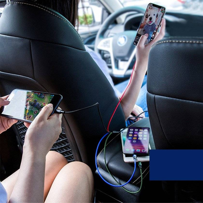 Baseus kabel przewód USB 4w1 2x Lightning / USB Typ C / micro USB w nylonowym oplocie 3.5A 1.2m czarny (CA1T4-A01)