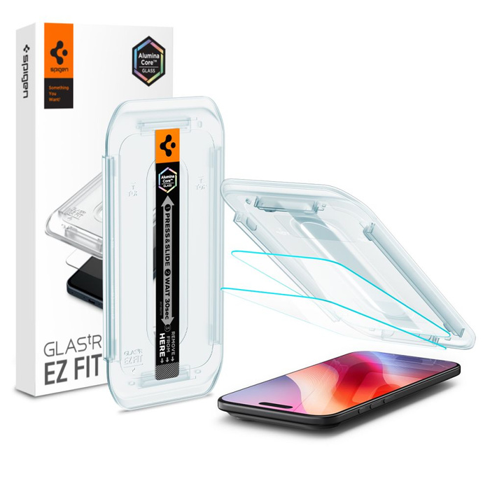 SZKŁO HARTOWANE SPIGEN IPHONE 17 AIR GLAS.TR ”EZ FIT” 2-PACK CLEAR