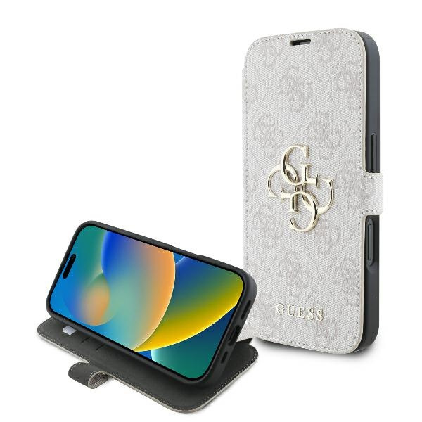 Etui Guess iPhone 16 6.1" różowy/pink book 4G Metal Logo