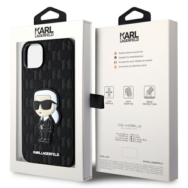 Etui Karl Lagerfeld KLHCP14MSAKHPKK iPhone 14 Plus 6.7" czarny/black Saffiano Monogram Ikonik Case