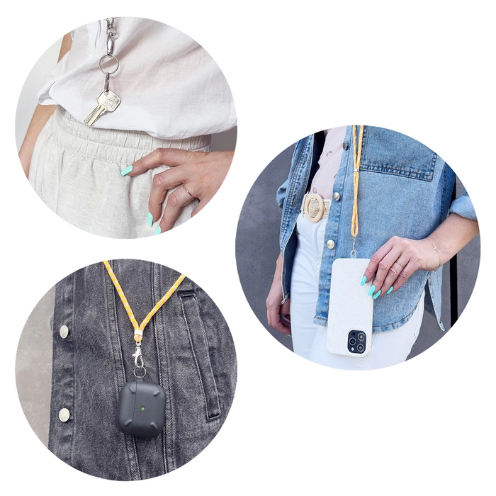 Stylowa smycz sznur z wkładką do telefonu kluczy biały