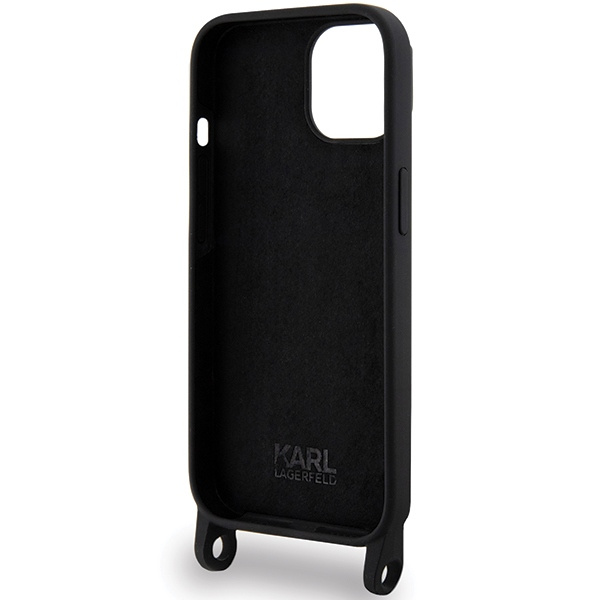 Etui Karl Lagerfeld KLHCP15SSCBSKNK iPhone 15 6.1" hardcase czarny/black Crossbody Silicone Ikonik Case