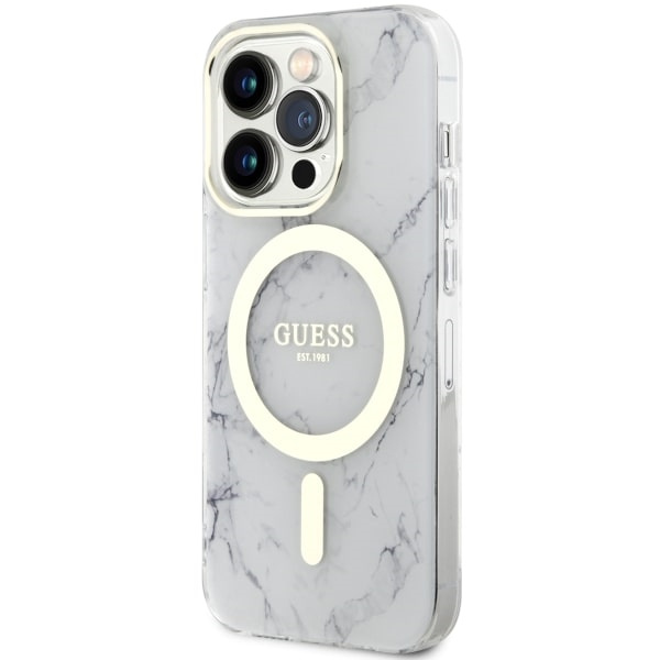 Etui Guess GUHMP14XPCUMAH iPhone 14 Pro Max 6.7" biały/white hardcase Marble MagSafe Case