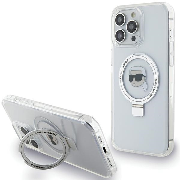 Etui Karl Lagerfeld KLHMP15LHMRSKHH iPhone 15 Pro 6.1" biały/white hardcase Ring Stand Karl Head MagSafe Case
