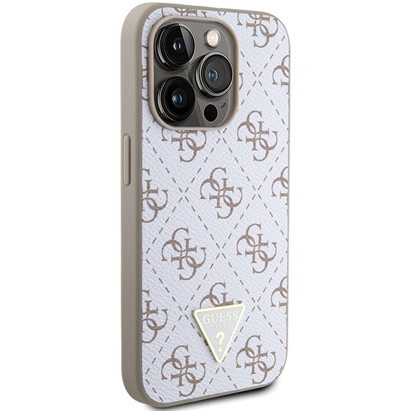 Etui Guess GUHCP15XPG4GPH iPhone 15 Pro Max 6.7" biały/white hardcase 4G Triangle Metal Logo Case