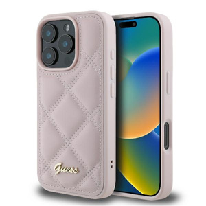 Etui Guess iPhone 16 Pro Max 6.9" różowy/pink hardcase Quilted Metal Logo