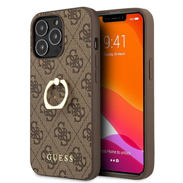 Etui GUESS Apple iPhone 13 13 Pro 4G With Ring Stand Brązowy Hardcase