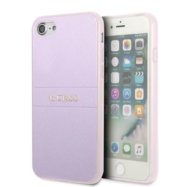 Etui Guess Guhci8psasbpu iPhone 7/8 / Se 2020 / Se 2022 Hardcase Fioletowy/purple Saffiano Hot Stamp & Metal Logo Case