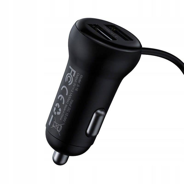 BASEUS Transmiter FM Bluetooth MP3 z ładowarką samochodową S-16 2 x USB 3,1A Fast Charger CCMT000201