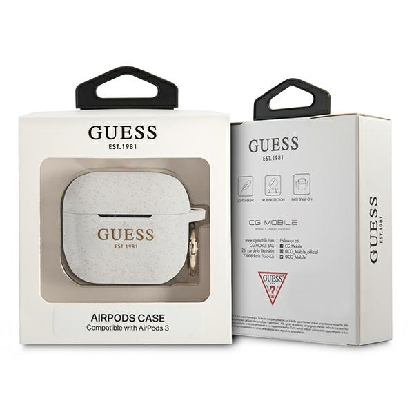 Etui GUESS Apple AirPods 3 Silicone Glitter Biały Case