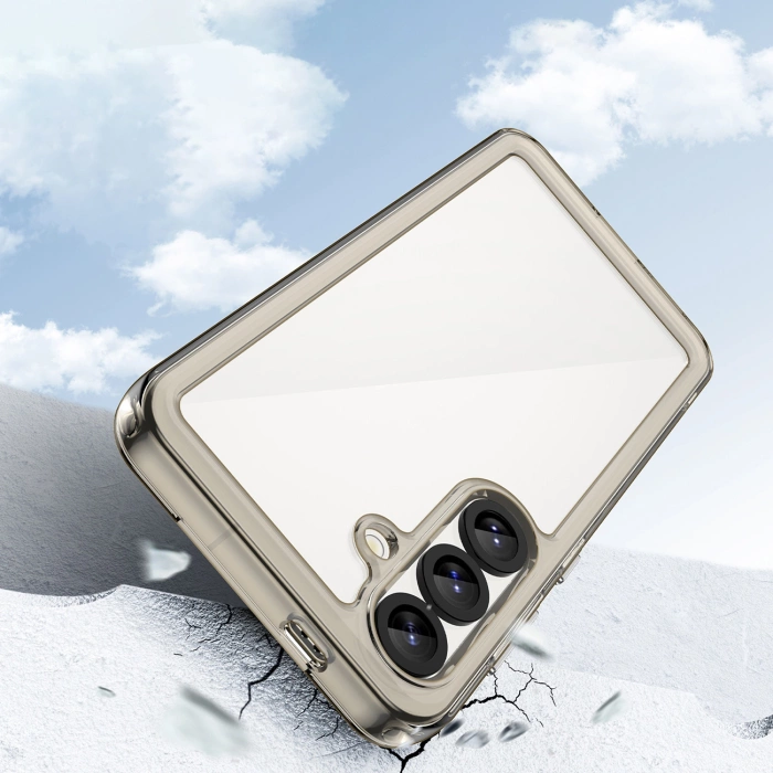 Etui Outer Space Case na iPhone 16e pokrowiec z elastyczną ramką - półprzezroczyste, czarne