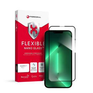 Szkło hybrydowe do iPhone 13 / 13 PRO / 14 / 16e (SE 4 2025) Forcell Flexible 5D czarne