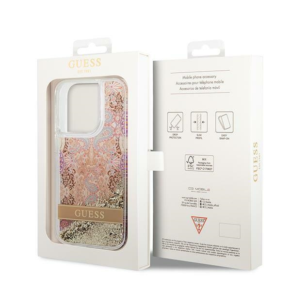 Etui GUESS Apple iPhone 14 Pro Max Paisley Liquid Glitter Złoty Hardcase