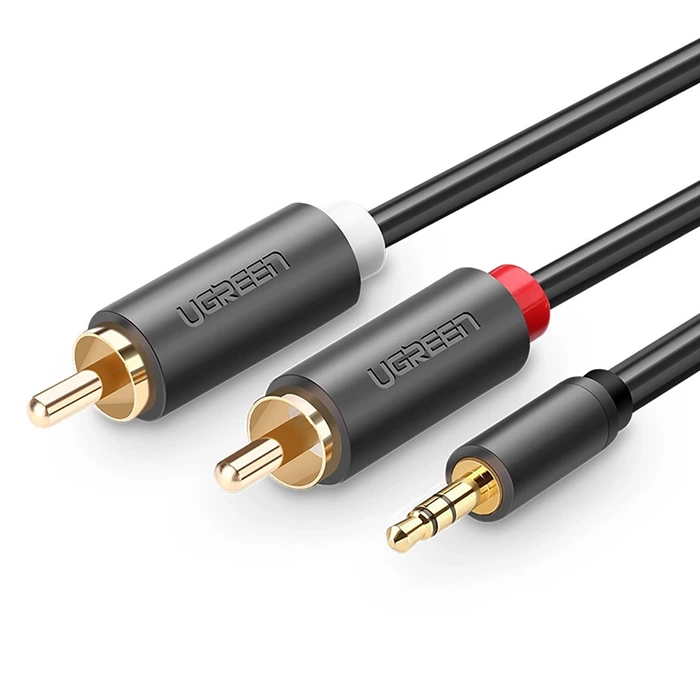 Przewód UGREEN AV102 2x RCA (Cinch) jack 3.5 mm 2m (czarny)
