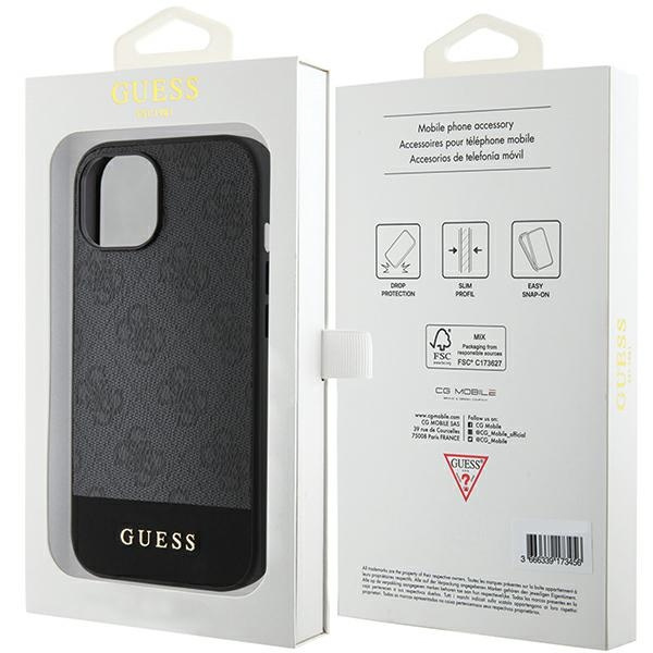 Etui Guess GUHCP15SG4GLGR iPhone 15 / 14 / 13 6.1" szary/grey hardcase 4G Stripe Collection Case