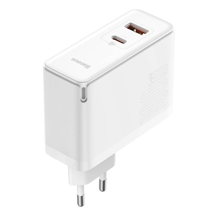 Baseus GaN5 Pro szybka uniwersalna ładowarka sieciowa GaN USB Typ C / USB 100W PD3.0, QC4.0+, AFC biały (CCGP090202)