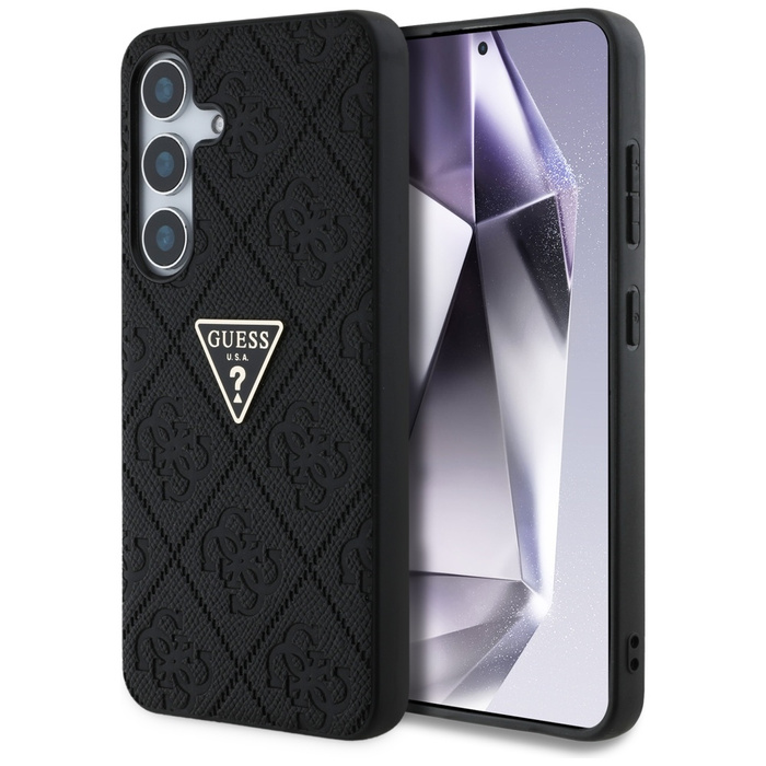 Etui Guess Hot Stamp 4G Pattern Triangle  Metal Logo do Samsung Galaxy S25 czarny