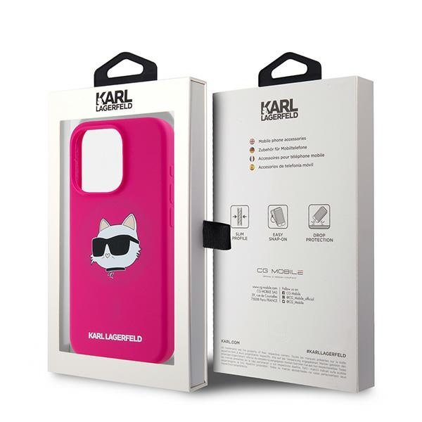 Etui Karl Lagerfeld KLHMP15XSCHPPLF iPhone 15 Pro Max 6.7" różowy/fuschia hardcase Silicone Choupette Head MagSafe