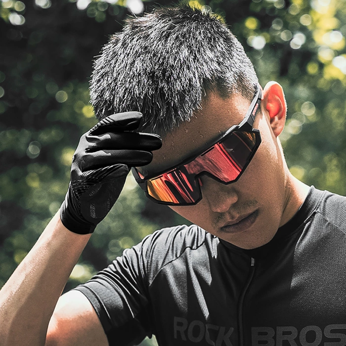 Rękawiczki rowerowe Rockbros wiosna/lato/jesień, pełne, rozmiar: S - czarne