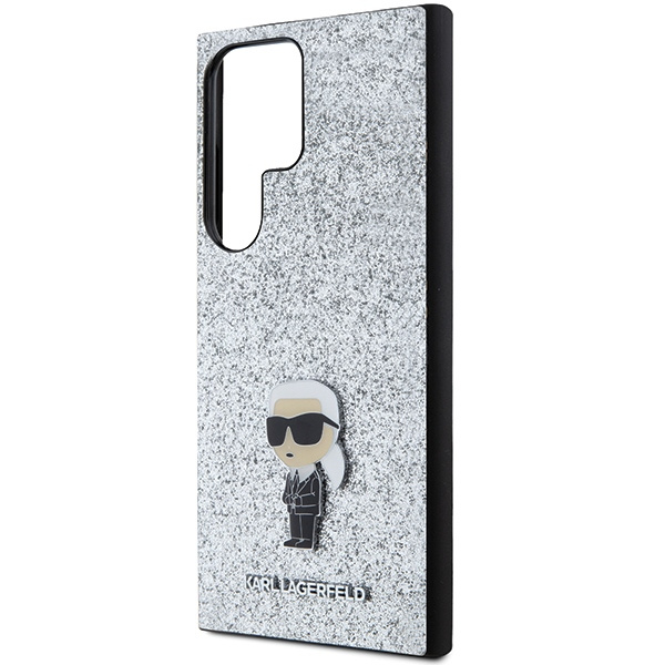 Etui Karl Lagerfeld KLHCS24LGCNPSG S24 Ultra S928 srebrny/silver hardcase Fixed Glitter Ikonik Logo Metal Pin Case