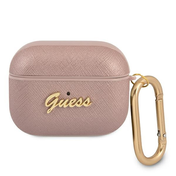 Etui GUESS Apple AirPods Pro Saffiano Script Metal Collection Różowy Case