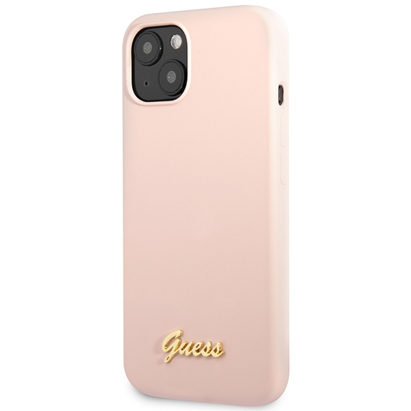 Etui Guess Guhcp13mlslmglp iPhone 13 6,1" Jasnoróżowy/light Pink Hardcase Silicone Script Gold Logo Case