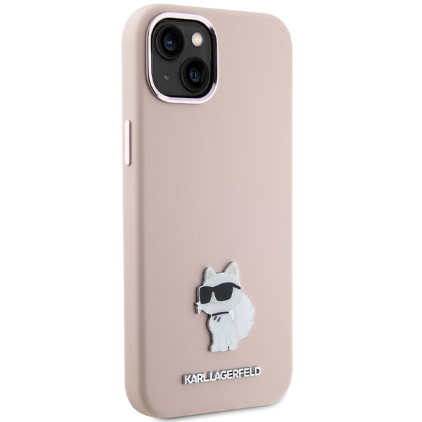 Etui Karl Lagerfeld KLHCP15MSMHCNPP iPhone 15 Plus 6.7" różowy/pink Silicone Choupette Metal Pin Case