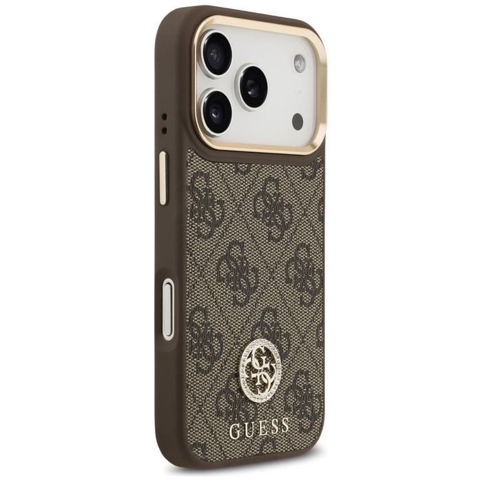 Etui Guess 4G Strass Logo MagSafe do     iPhone 17 Pro brązowy