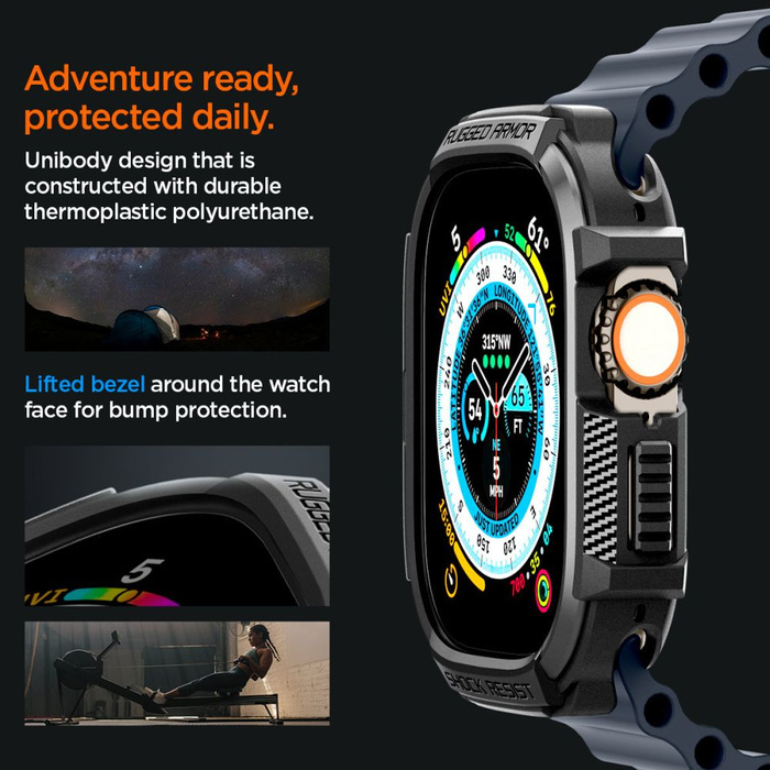 Etui Spigen Rugged Armor Apple Watch Ultra 49mm Ultra 2 Czarne