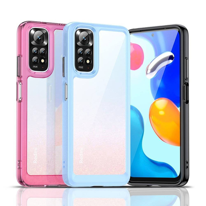 Outer Space Case etui do Xiaomi Redmi Note 11 sztywny pokrowiec z żelową ramką czerwony