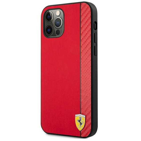Etui FERRARI Apple iPhone 12 Pro Max On Track Carbon Stripe Czerwony Hardcase