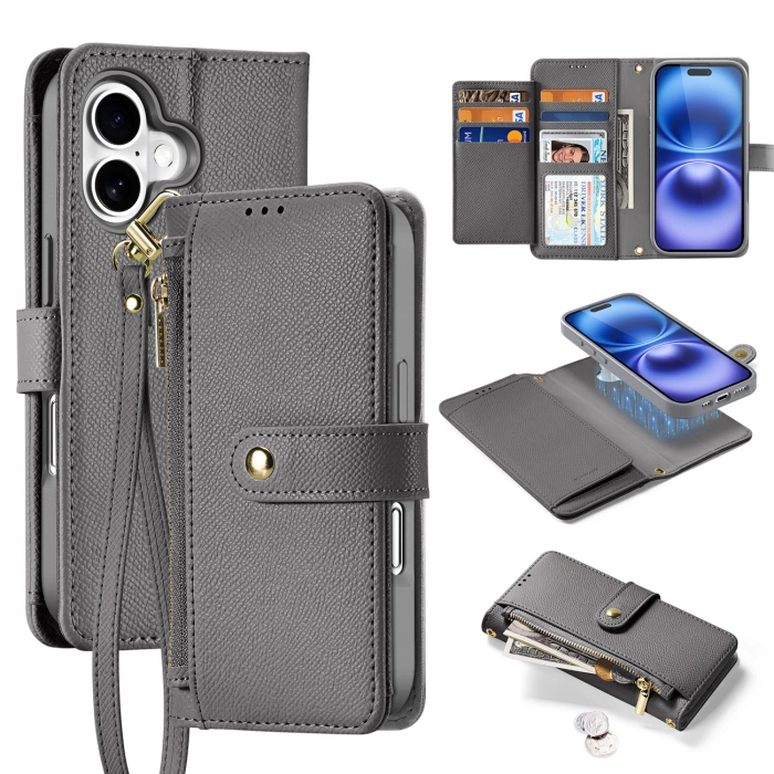 Etui skórzane Dux Ducis Lawa na iPhone 16  - szare